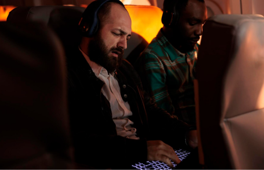 In flight entertainment options on long flights
