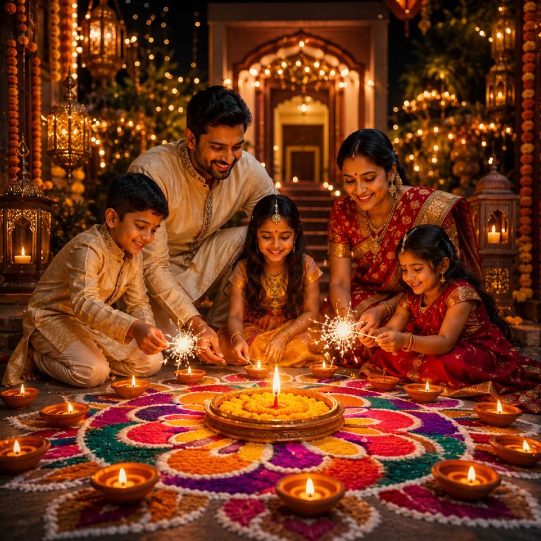 Diwali festival celebration with diyas